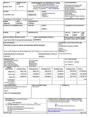 University of Pennsylvania Proposal Transmittal and Approval Form