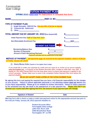 Tuition Payment Plan Form