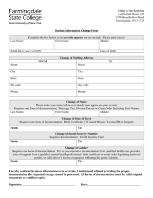Student Information Change Form
