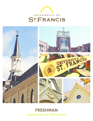 University of St. Francis Freshman Application Form