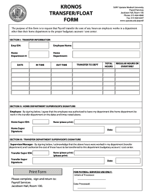 SUNY Upstate Medical University Payroll Transfer Form