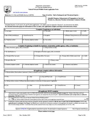 Federal Fish and Wildlife Permit Application