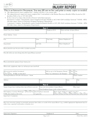 Research Foundation Employee Injury Report
