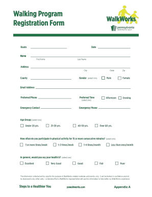 Walking Program Registration Form