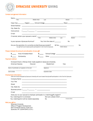 Syracuse University Donation Form