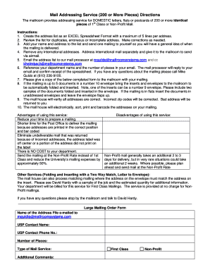 Mail Addressing Service Form