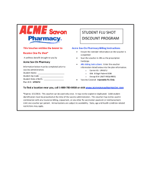 Student Flu Shot Discount Voucher