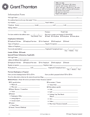 Alberta Bankruptcy Information Form