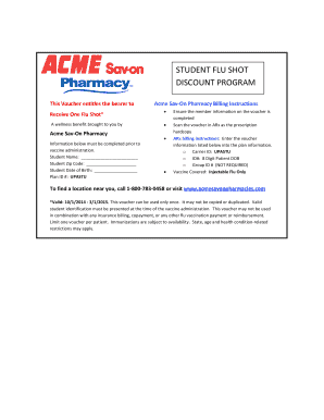Student Flu Shot Discount Voucher