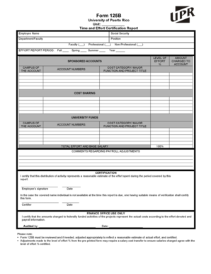 University of Puerto Rico Time and Effort Certification Report