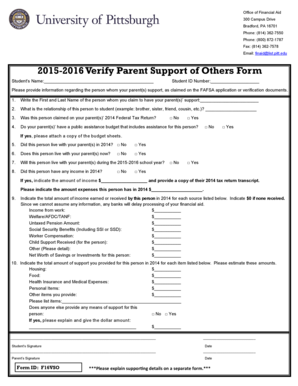 2015-2016 Verify Parent Support of Others Form