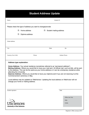 Student Address Update Form