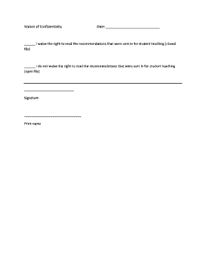 Waiver of Confidentiality