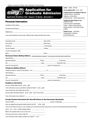 SUNYIT Graduate Admission Application