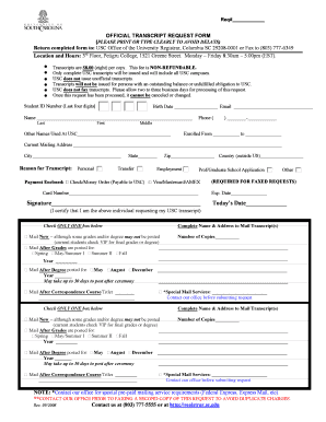Official Transcript Request Form