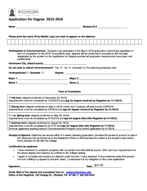 Application for Degree 2015-2016