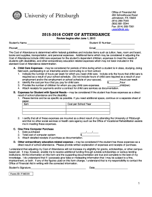 2015-2016 Cost of Attendance Adjustment Form