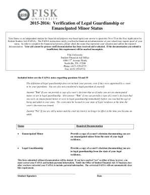 Verification of Legal Guardianship or Emancipated Minor Status