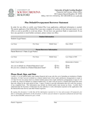 Federal Plus Loan Certification Form