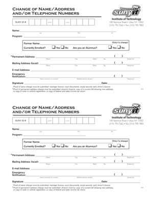 SUNY Student Name/Address Change Form