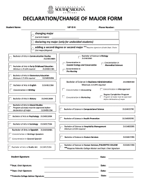 Declaration/Change of Major Form