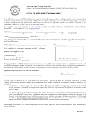 Proof of Immunization Compliance