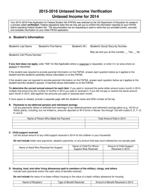 2015-2016 Untaxed Income Verification Form