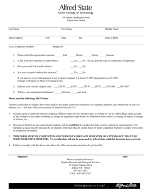 VA School Certification Form