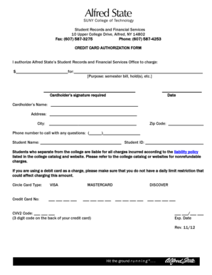 Credit Card Authorization Form