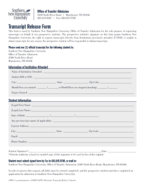 Transcript Release Form