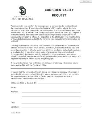 Confidentiality Request Form