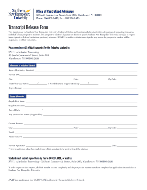 Transcript Release Form