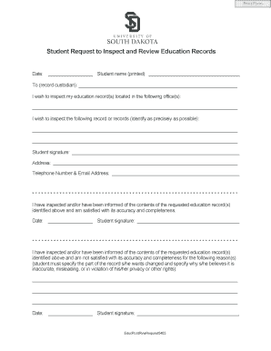 Student Request to Inspect and Review Education Records