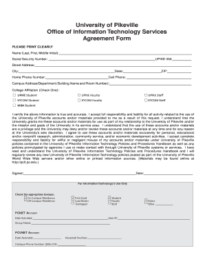 University of Pikeville IT Services Agreement Form