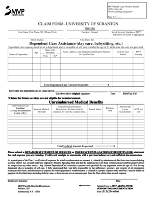 MVP Health Care Flexible Benefit Claim Form