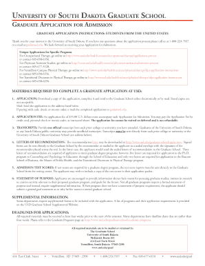 University of South Dakota Graduate Application