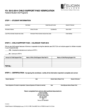 Child Support Paid Verification Form