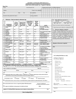 Federal Perkins Student Loan Deferment Request