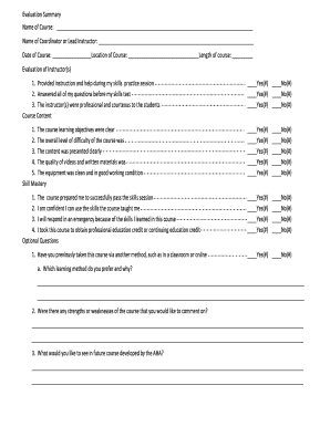 Course Evaluation Form