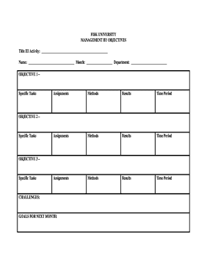 Management By Objectives Form