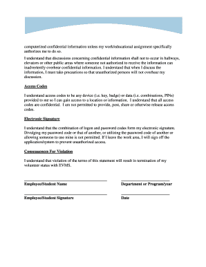 EVMS Confidentiality Statement