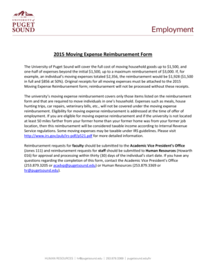 Reimbursement form pdf - 2015 Moving Expense Reimbursement Form - pugetsound