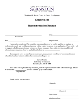 Graduate School Recommendation Request Form