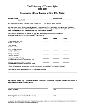 Explanation of Low Income or Non-Filer Status