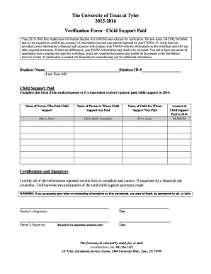 Child Support Verification Form