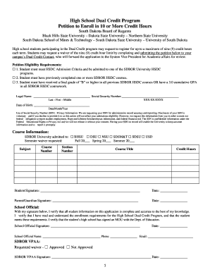 High School Dual Credit Program Petition