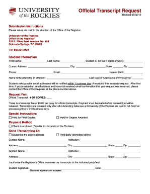 Official Transcript Request Form