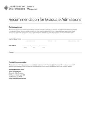 Graduate Admissions Recommendation Form