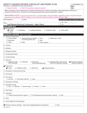 Safety Hazard Review Checklist and Work Plan