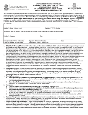 University Housing Contract